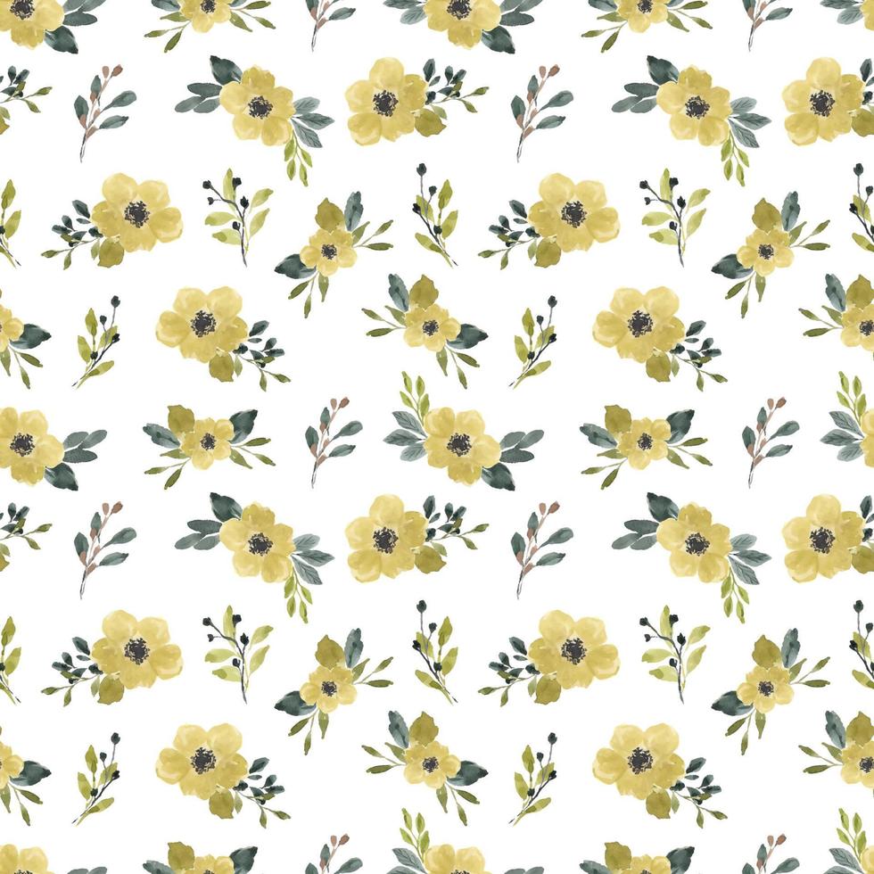deep yellow floral watercolor seamless pattern vector