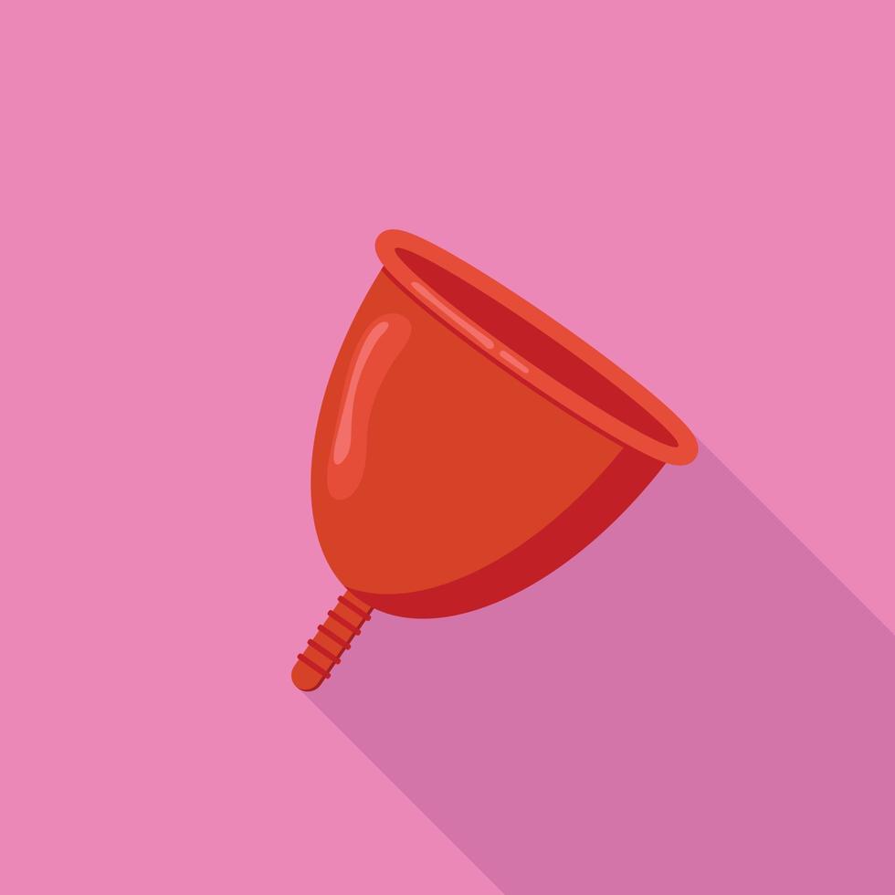 Flat style menstrual cup icon with a long shadow. Vector illustration