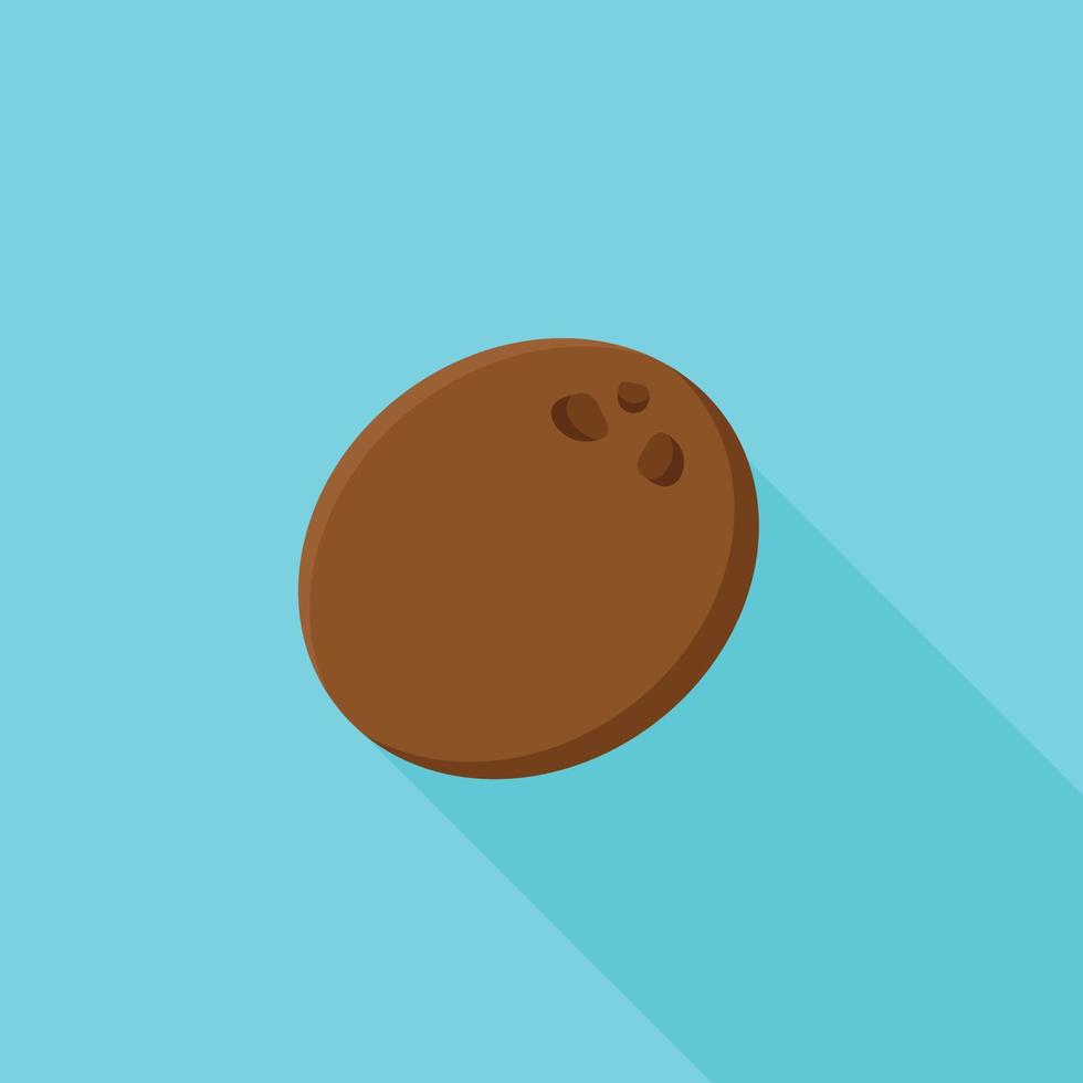 Simple coconut icon in a flat cartoon style on an isolated background with a shadow. Vector illustration