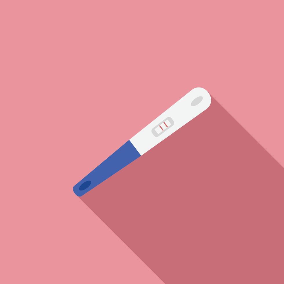 Illustration of a flat style pregnancy test icon with a long shadow. Pregnancy planning concept. Vector illustration.