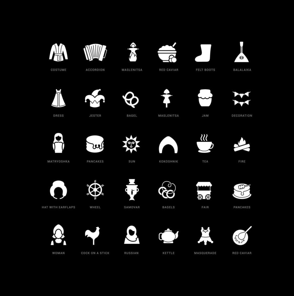 Vector Simple Icons of Maslenitsa