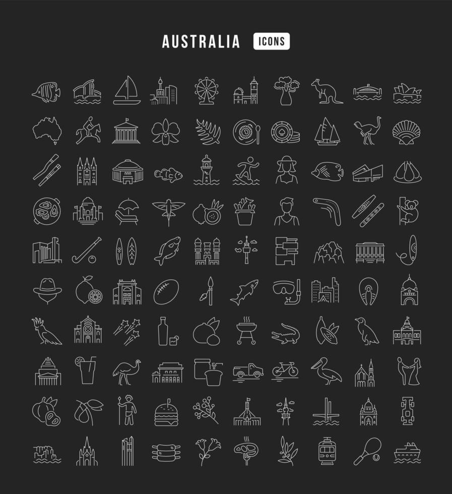 Set of linear icons of Australia vector