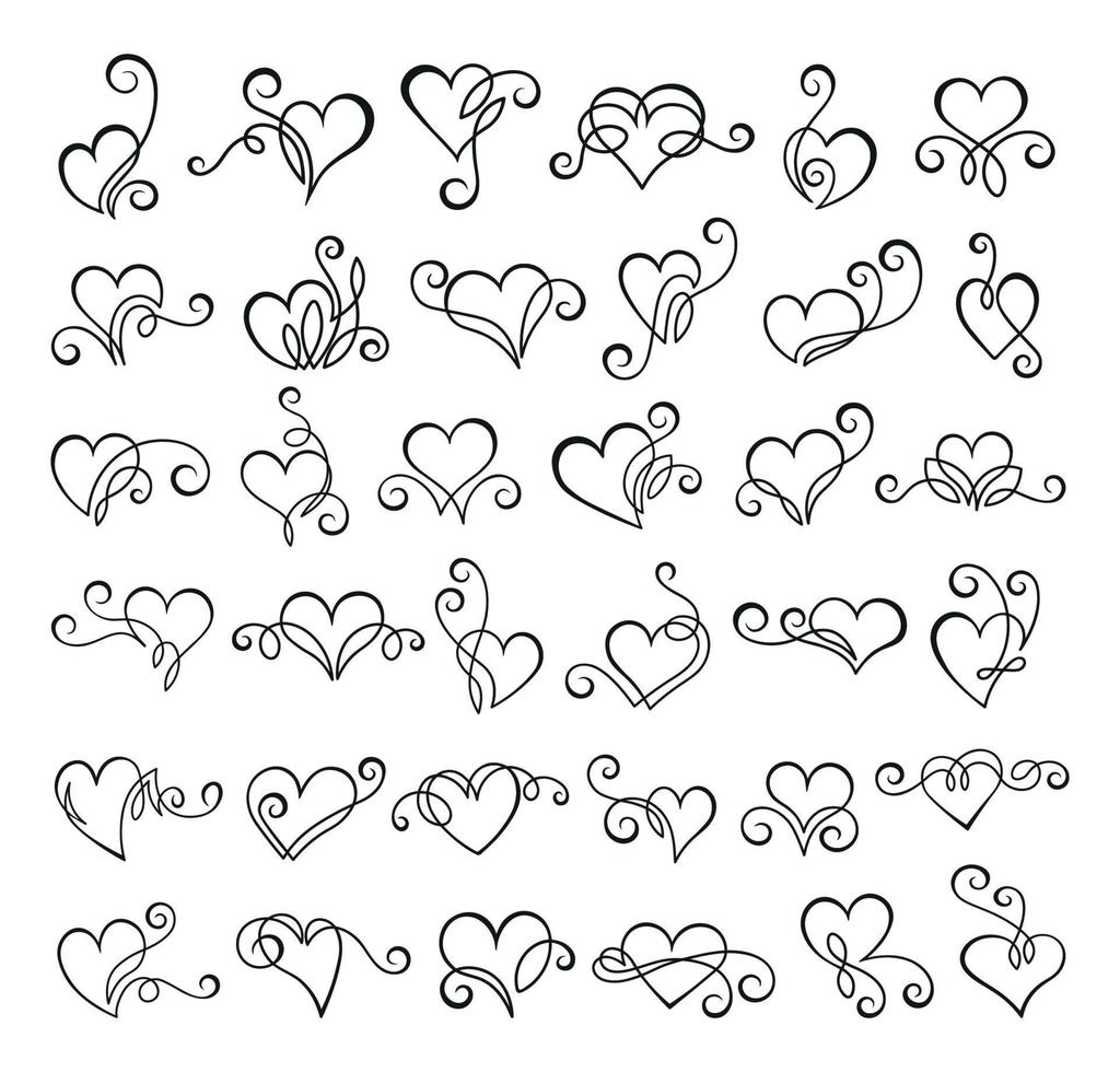 corazones con remolinos vector