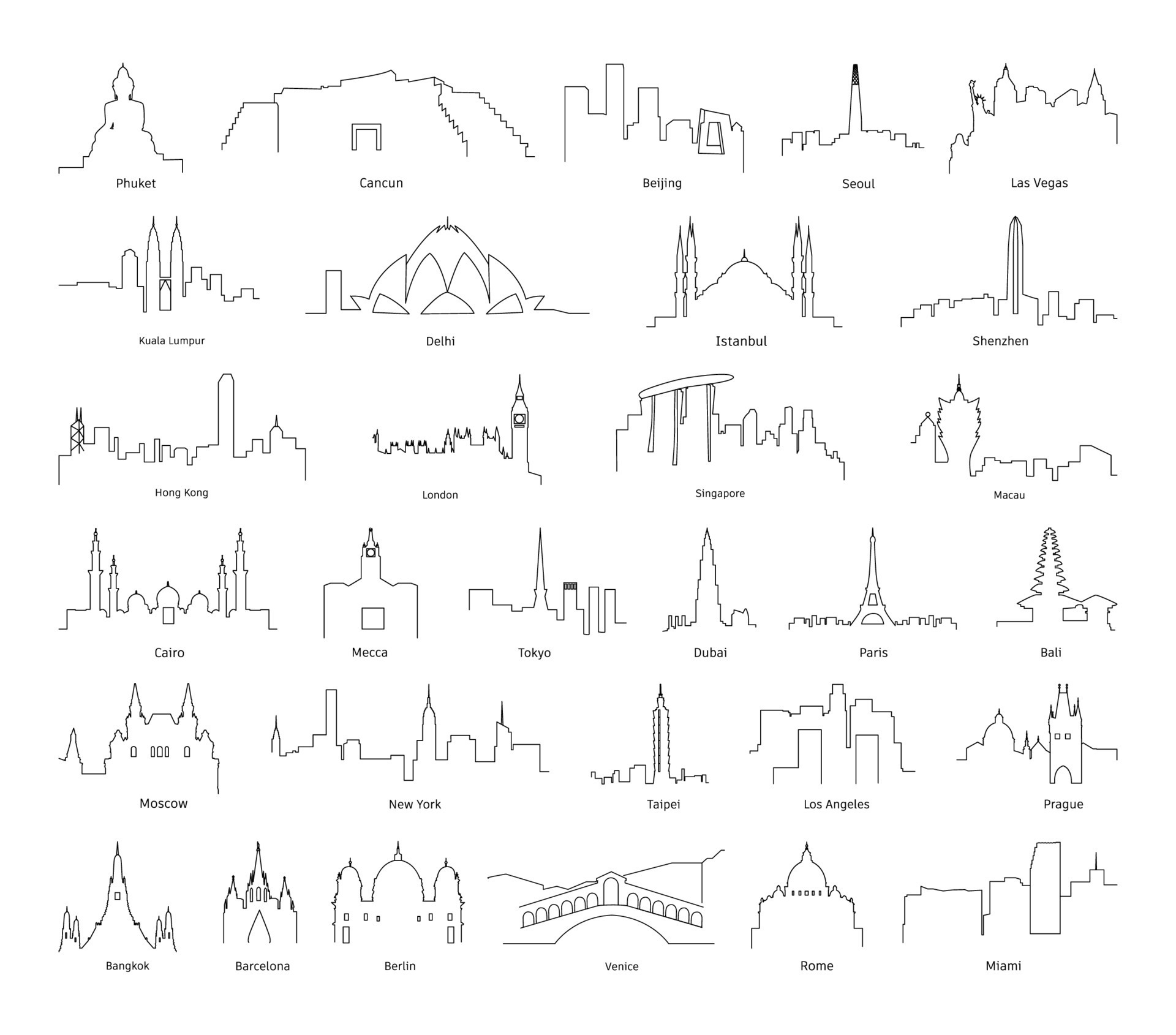 Set of Linear City Panoramas 9534537 Vector Art at Vecteezy
