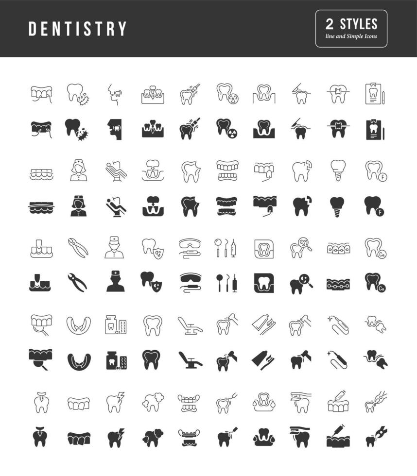 Set of simple icons of Dentistry vector
