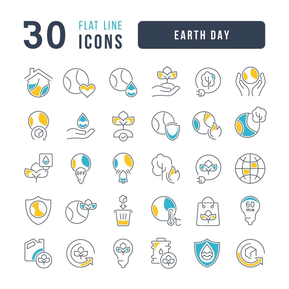 Vector Line Icons of Earth Day