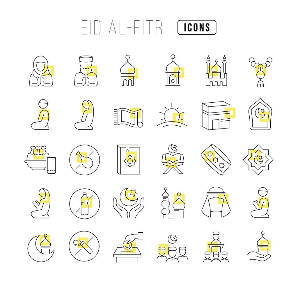 Vector Line Icons of Eid Al-Fitr