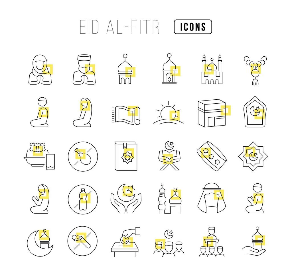 iconos de línea vectorial de eid al-fitr vector