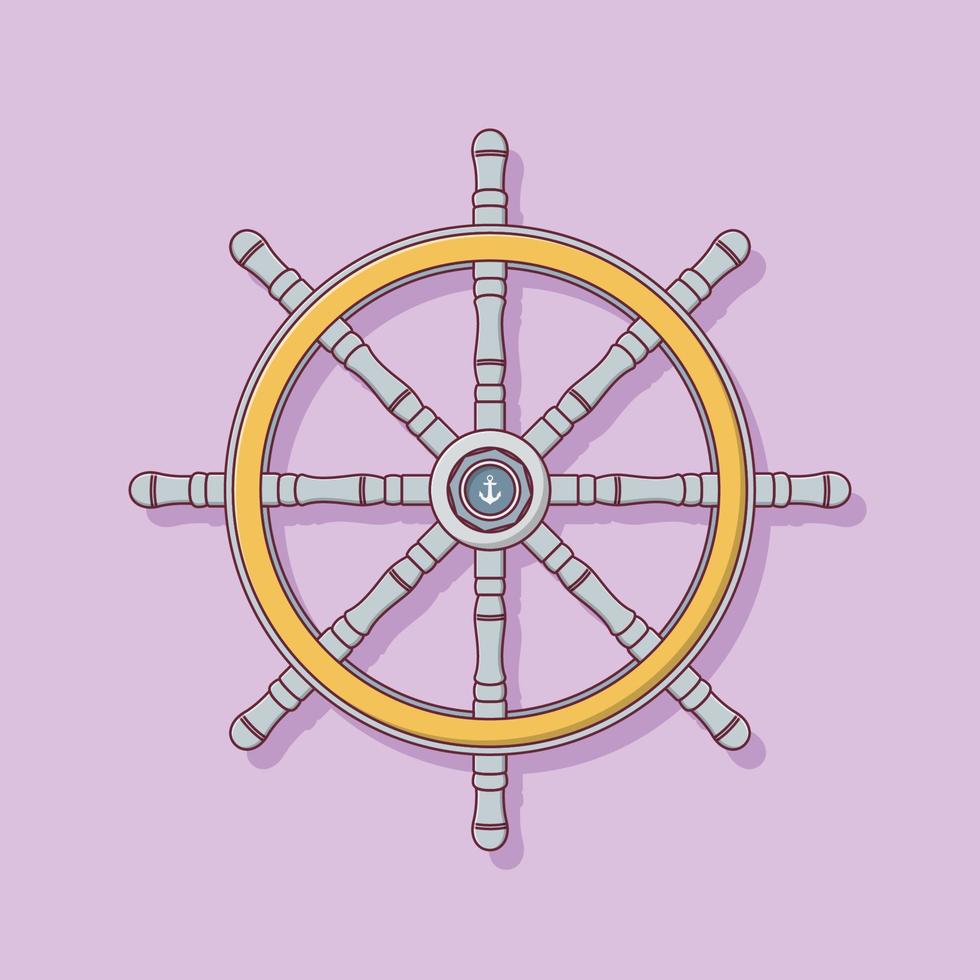 Ship Steering Wheel Vector Icon Illustration. Boat Helm Vector. Flat Cartoon Style Suitable for Web Landing Page, Banner, Flyer, Sticker, Wallpaper, Background