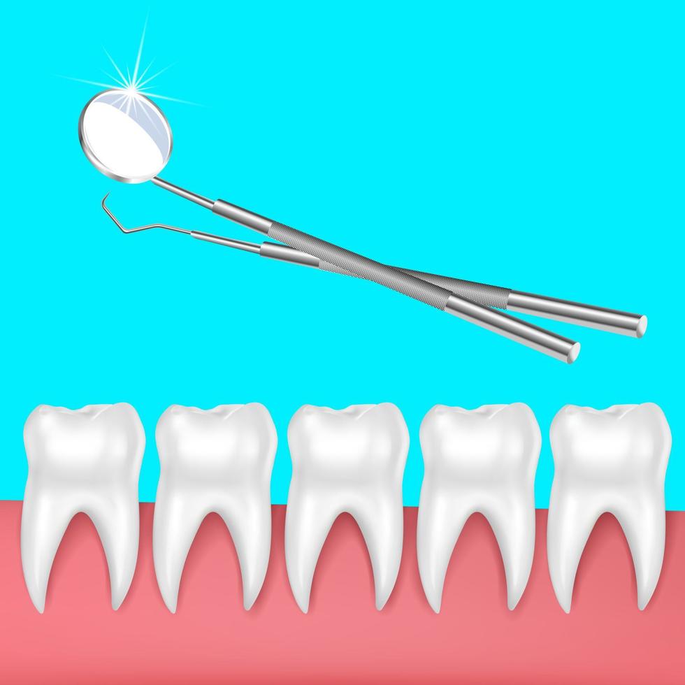 cepillado de dientes y encías, cepillo de dientes vectorial 3d limpieza de dientes blancos sanos. procedimiento estomatológico realista, salud oral. protección dental, servicio de clínica dental de prevención de caries vector
