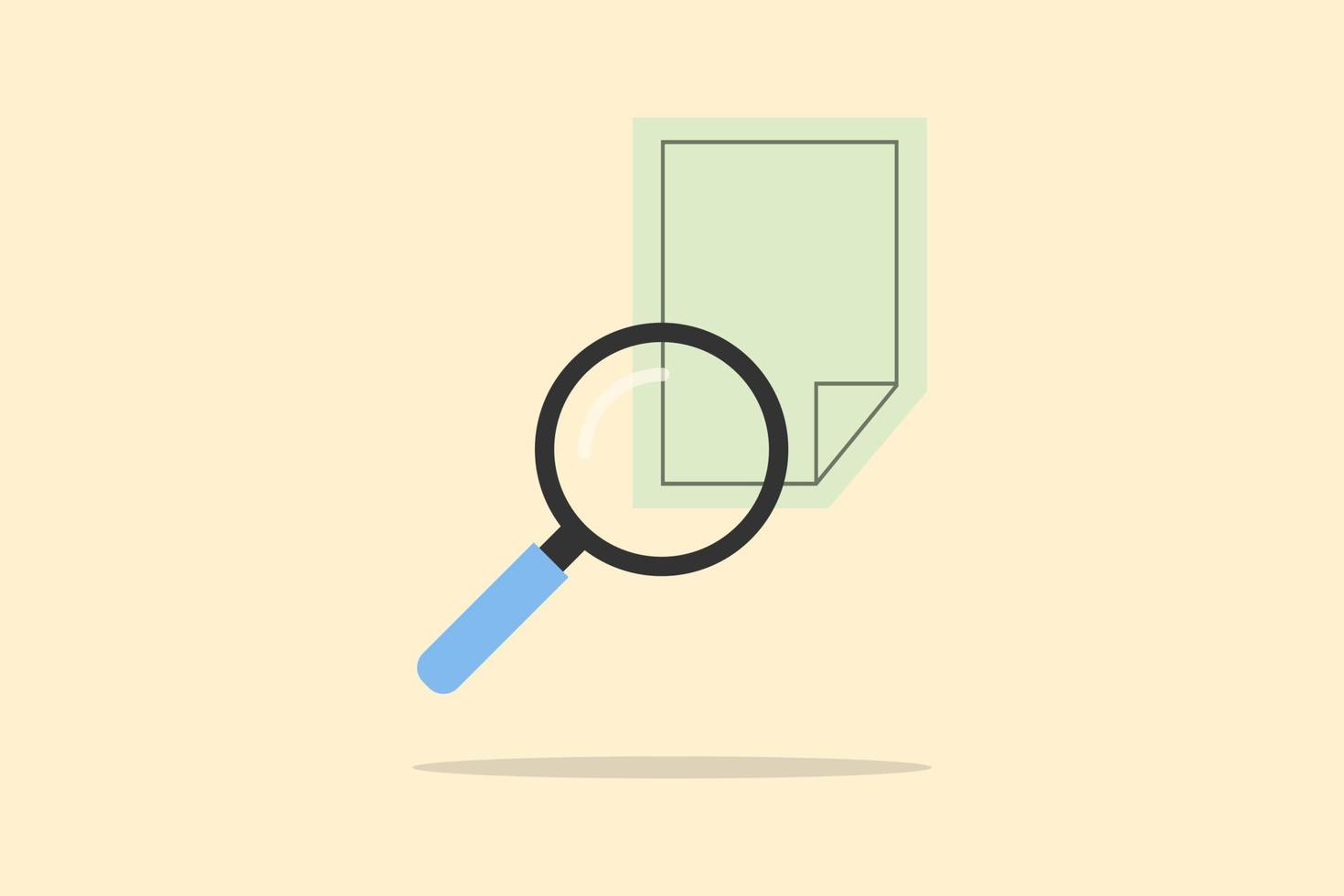 Data analysis concept. Magnifying and documenting paper sheets. Searching for a job, information or education. vector