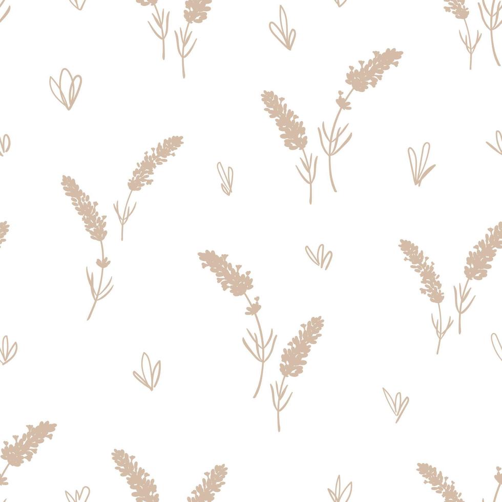 Seamless pattern with lavender silhouette. Minimalist floral background in pastel colors vector