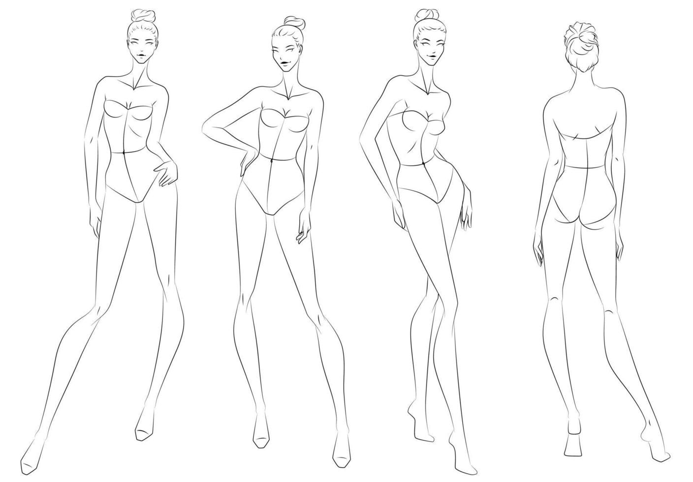 Fashion figure ten heads design template croquis wearing bodice vector