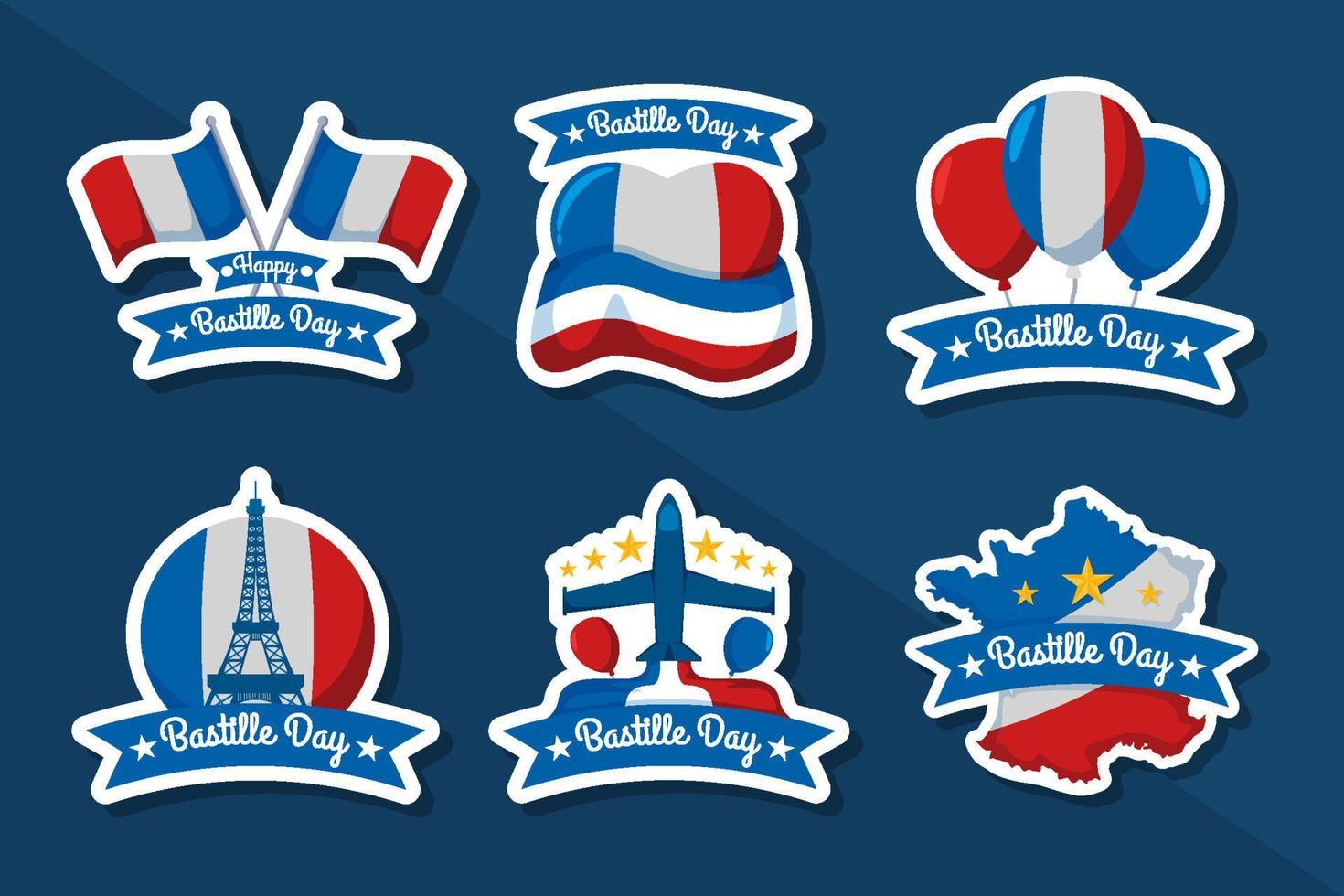 Bastille Day Sticker Set vector