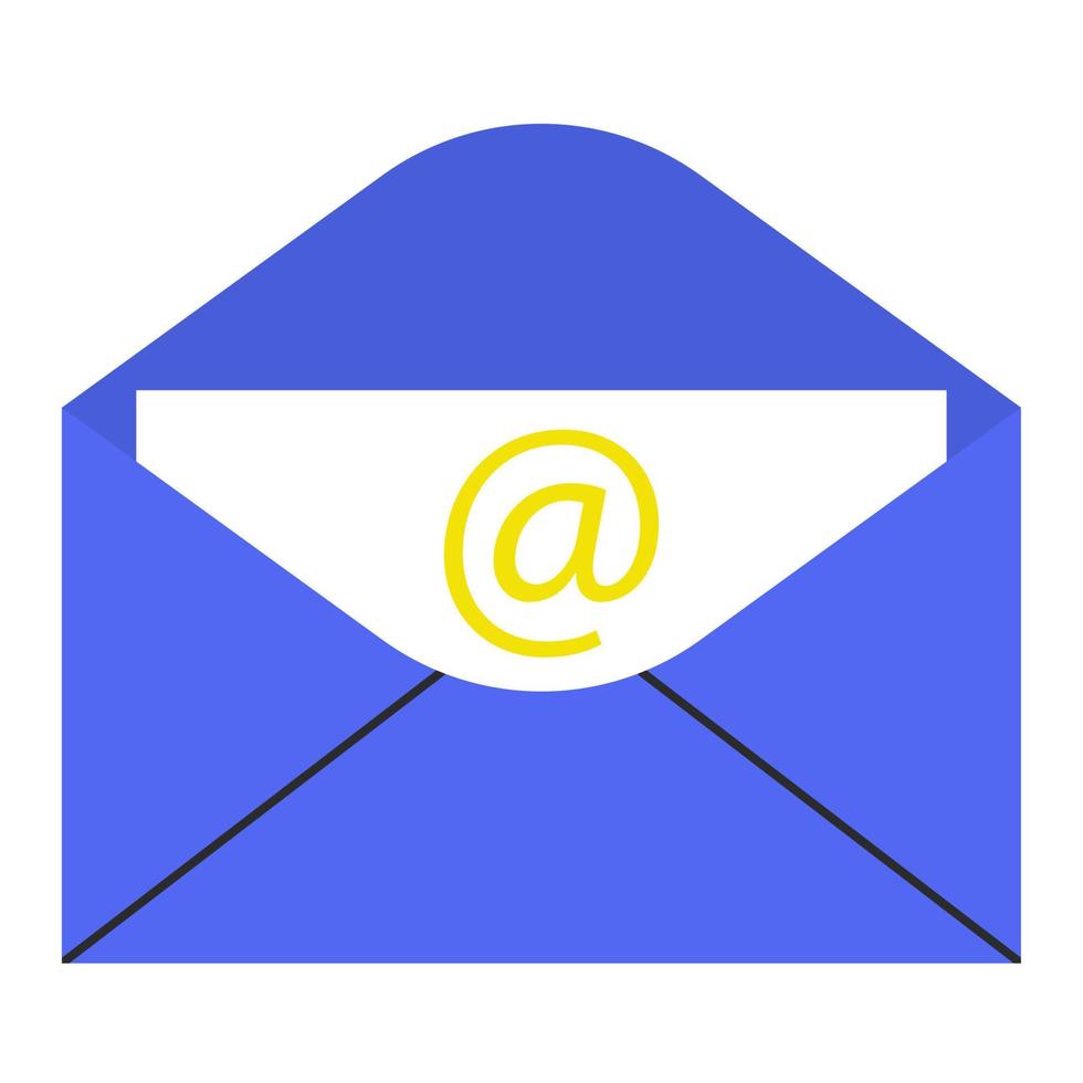 Figurative image of an email using a letter in an envelope. Flat style. Vector illustration