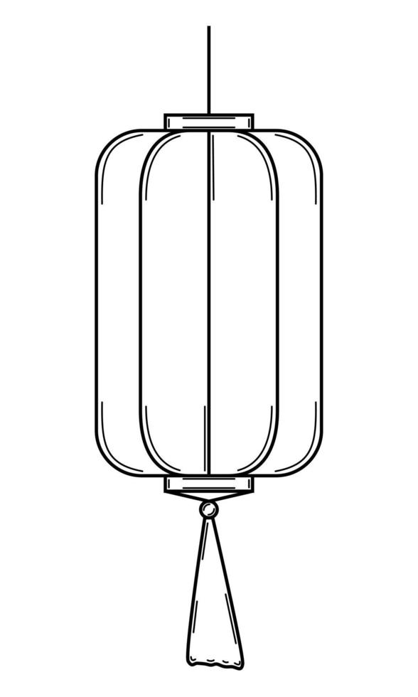 Hand drawn Asian lantern. Lamp for religious celebrations. Doodle style. Sketch. Vector illustration