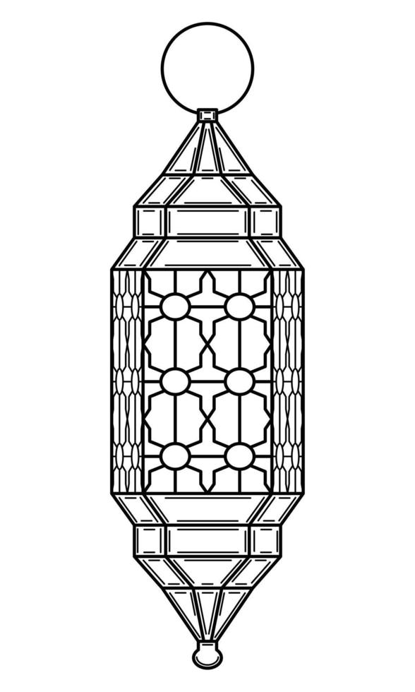 Hand drawn Arabic lantern with an ornament. Lamp for religious celebrations. Doodle style. Sketch. Vector illustration