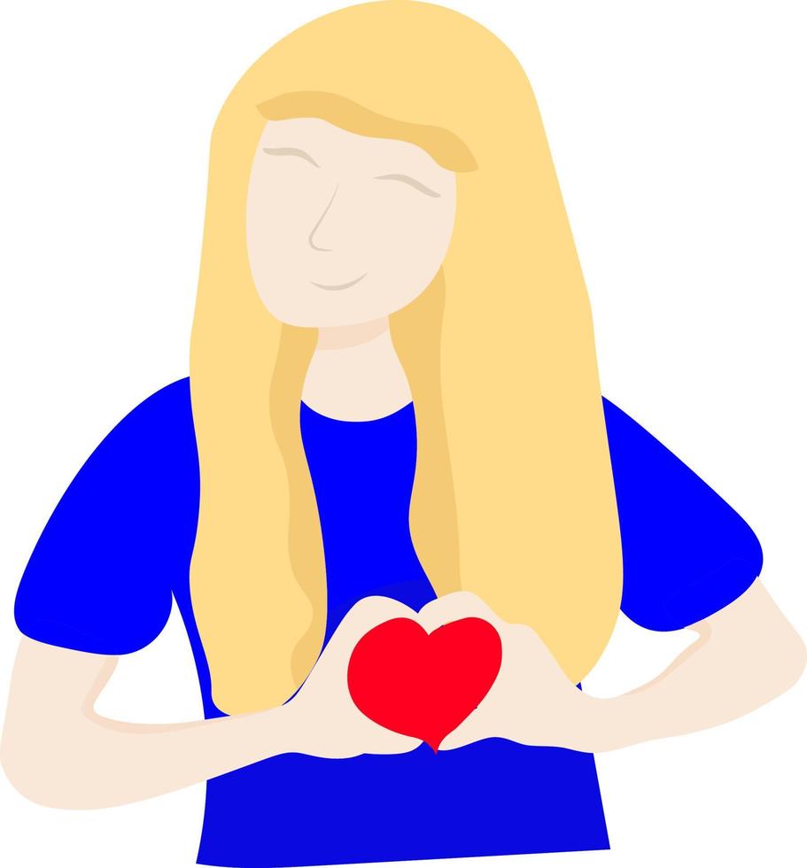 Girl with heart in hands vector