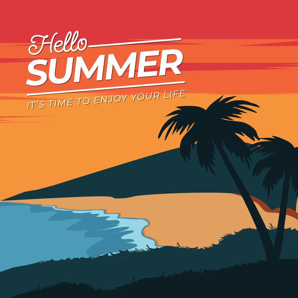 Hello summer banner template vector