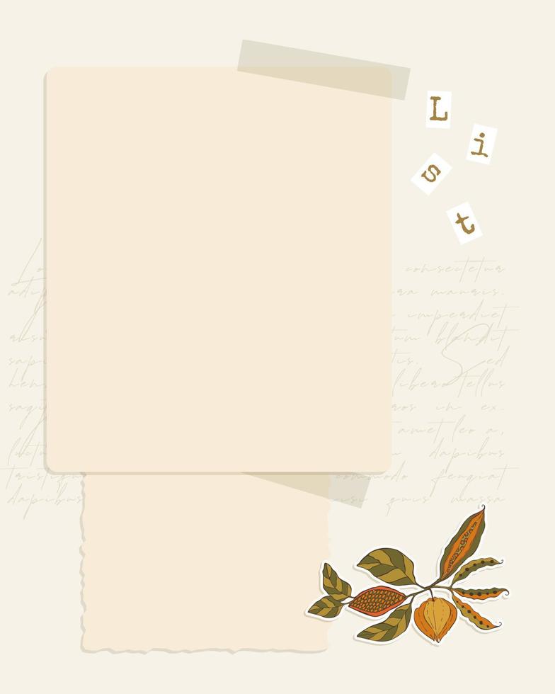 Template To Do List collage scrapbooking for note reminder, autumn sticker doodle hand drawing. vector