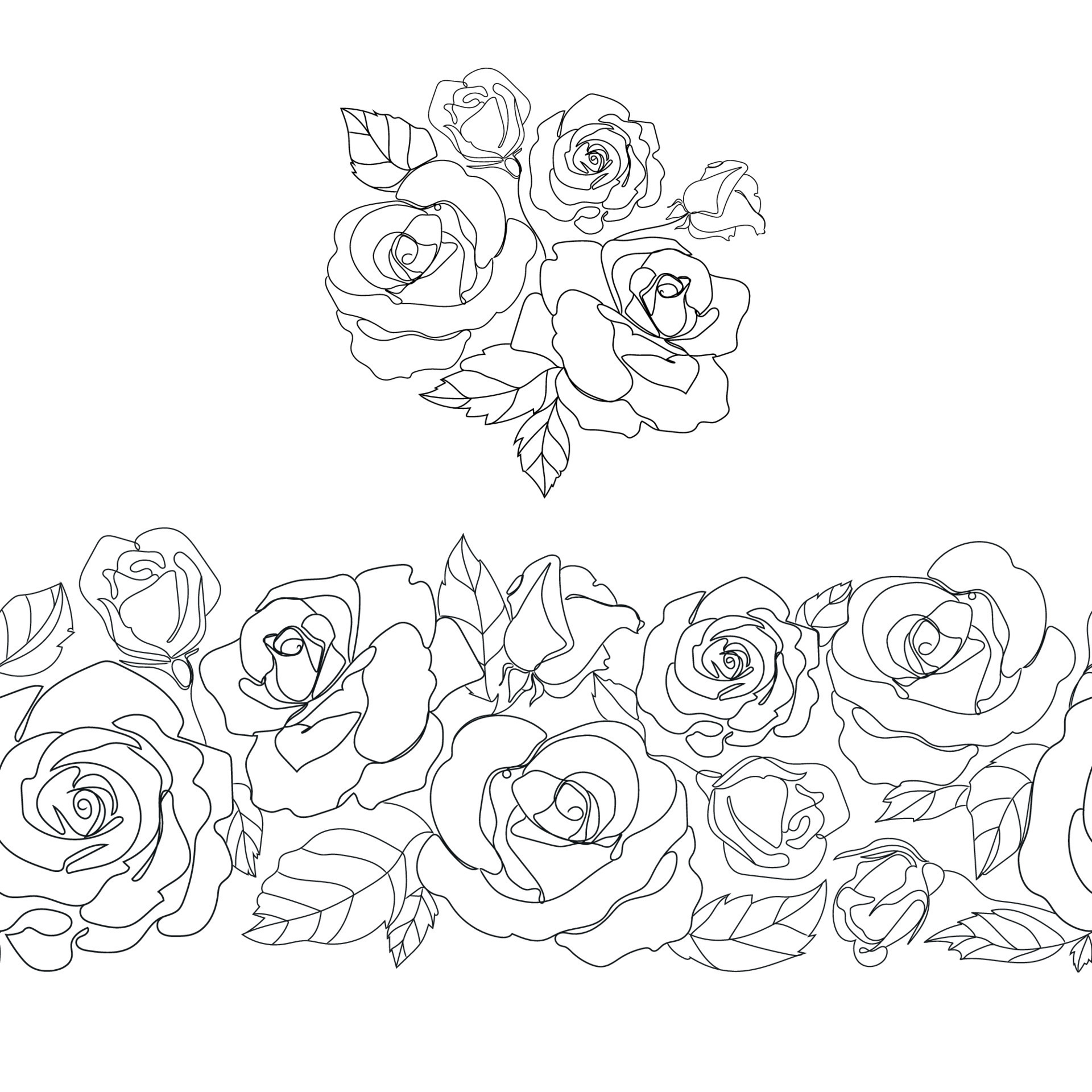 Wall Mural Seamless vector floral pattern with roses on black background
