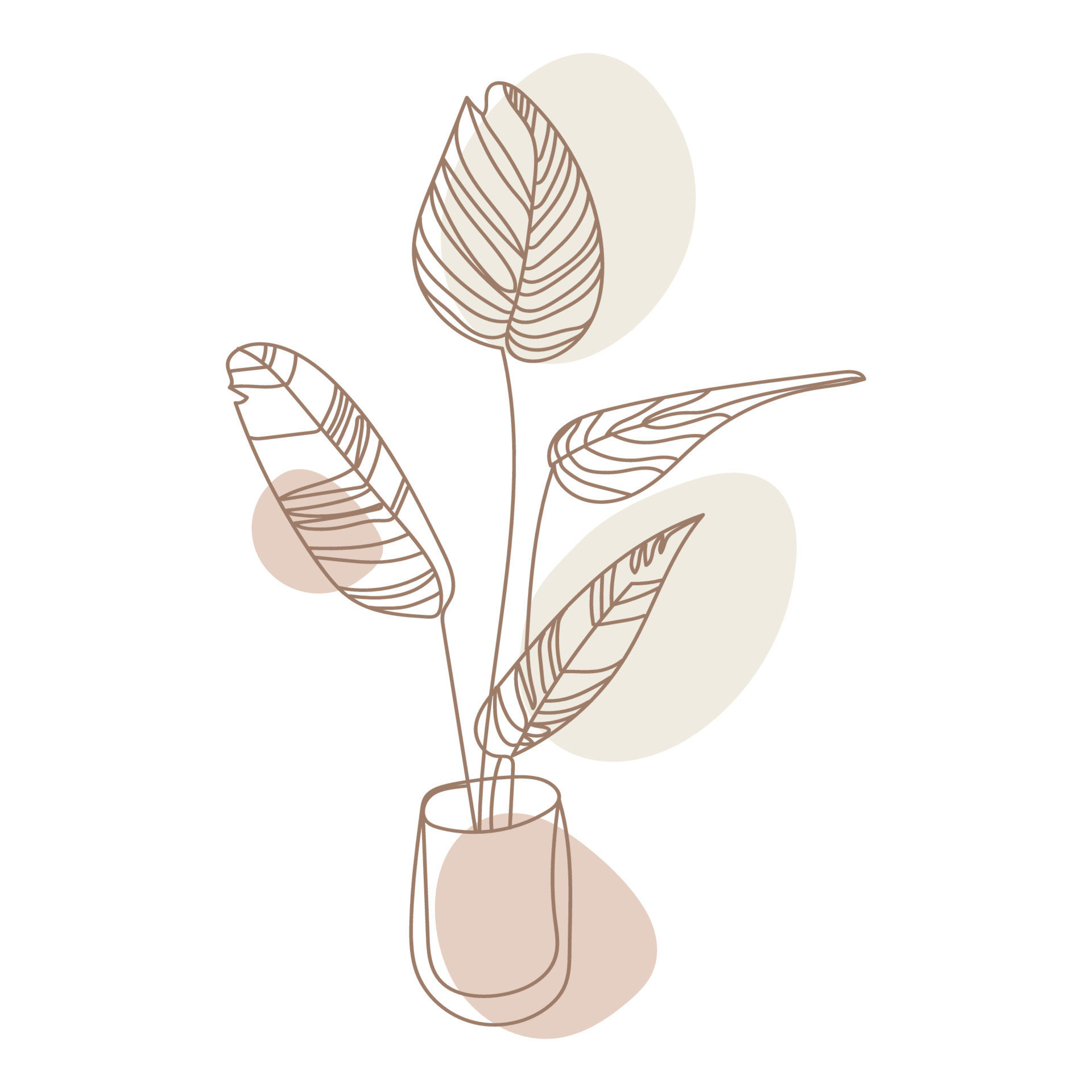 Houseplant,outline drawing plant in pot vector illustration.Indoor exotic flowers,plant home and interior Laner drawing in style neutral pastel colors for decoration design element Vector Art at Vecteezy