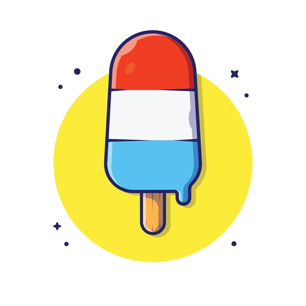 Popsicle Cartoon Vector Icon Illustration. Food And Drink  Icon Concept Isolated Premium Vector. Flat Cartoon Style
