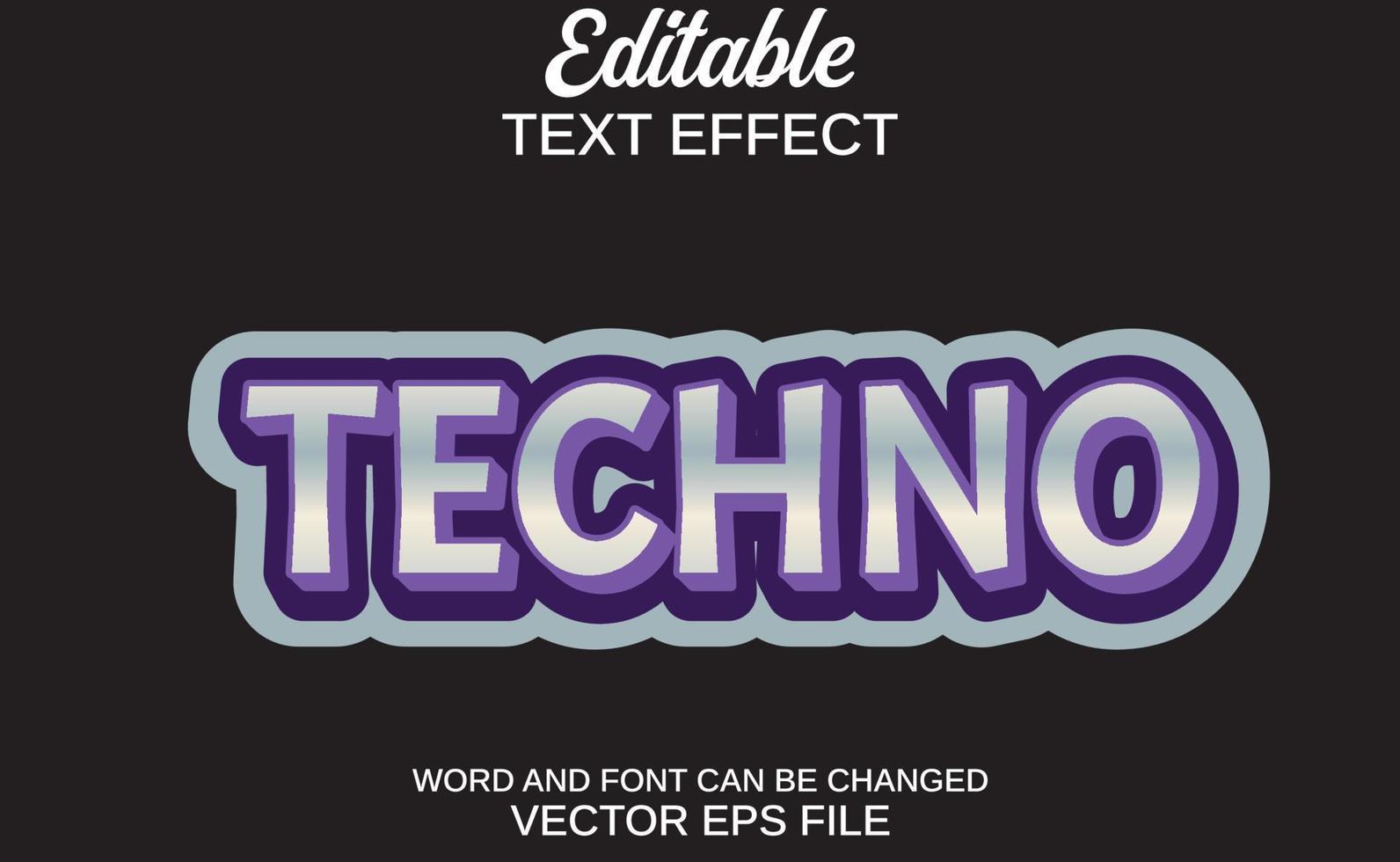 text effect techno vector