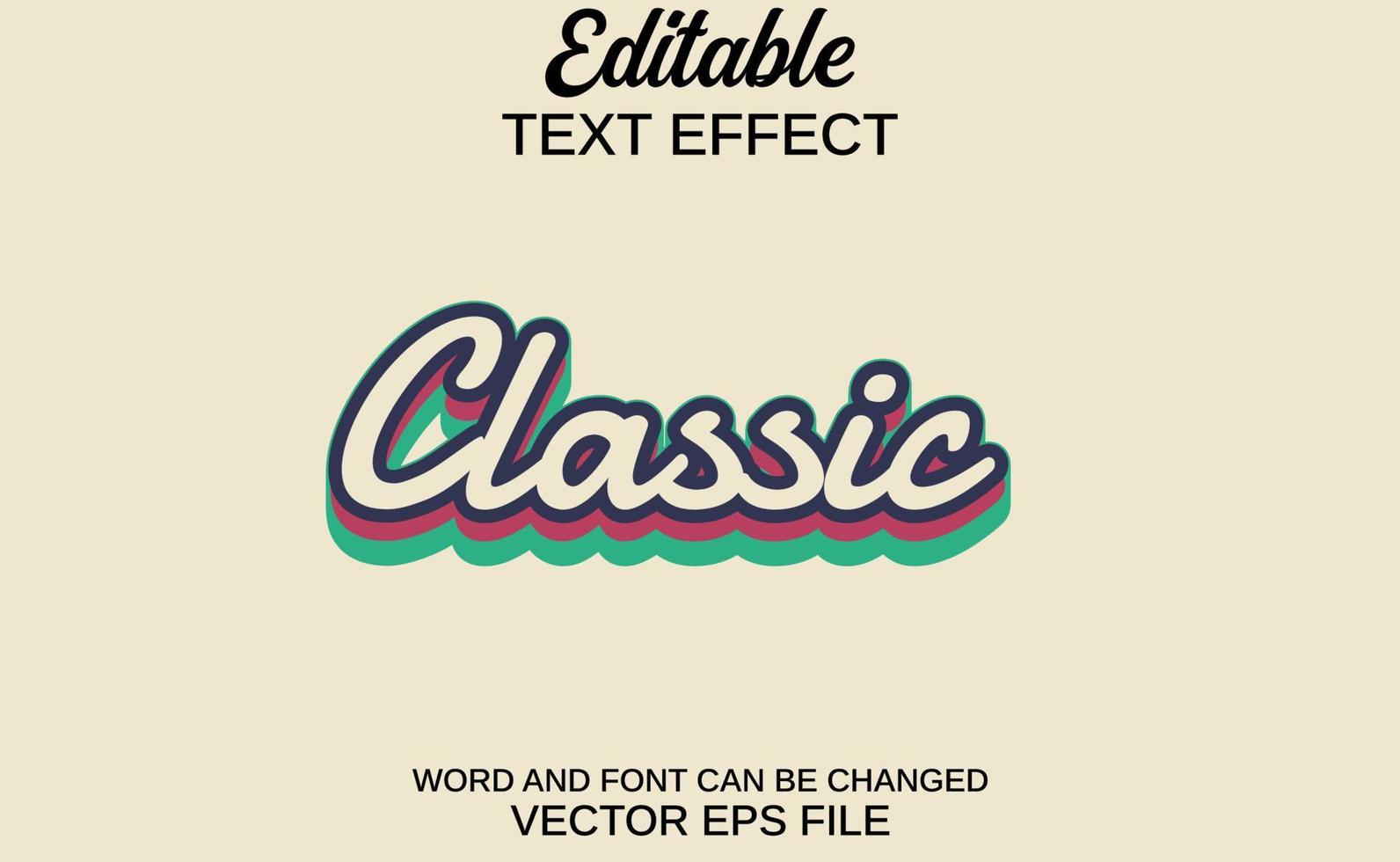 editable text effect classic vector