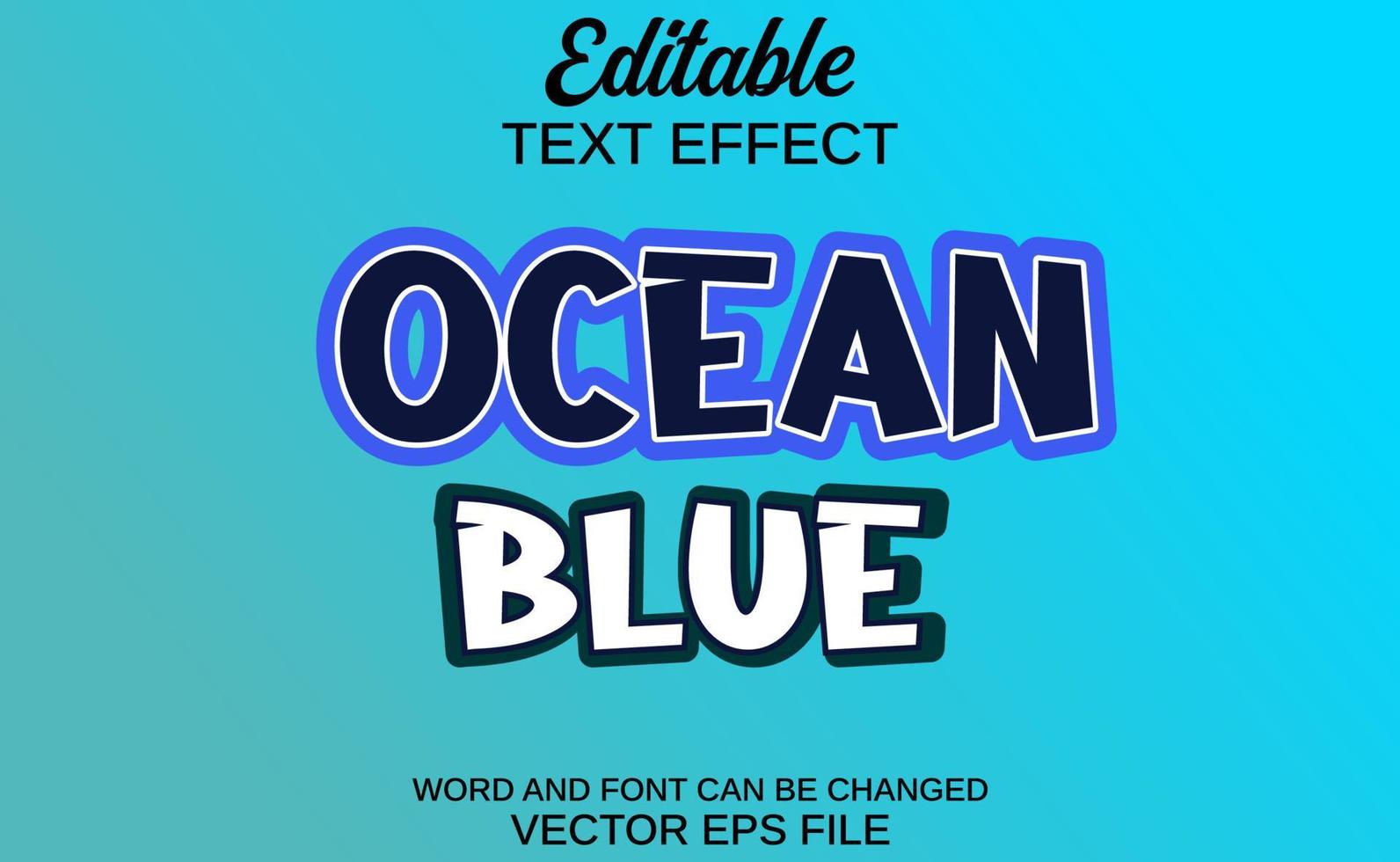 text effect ocean blue vector