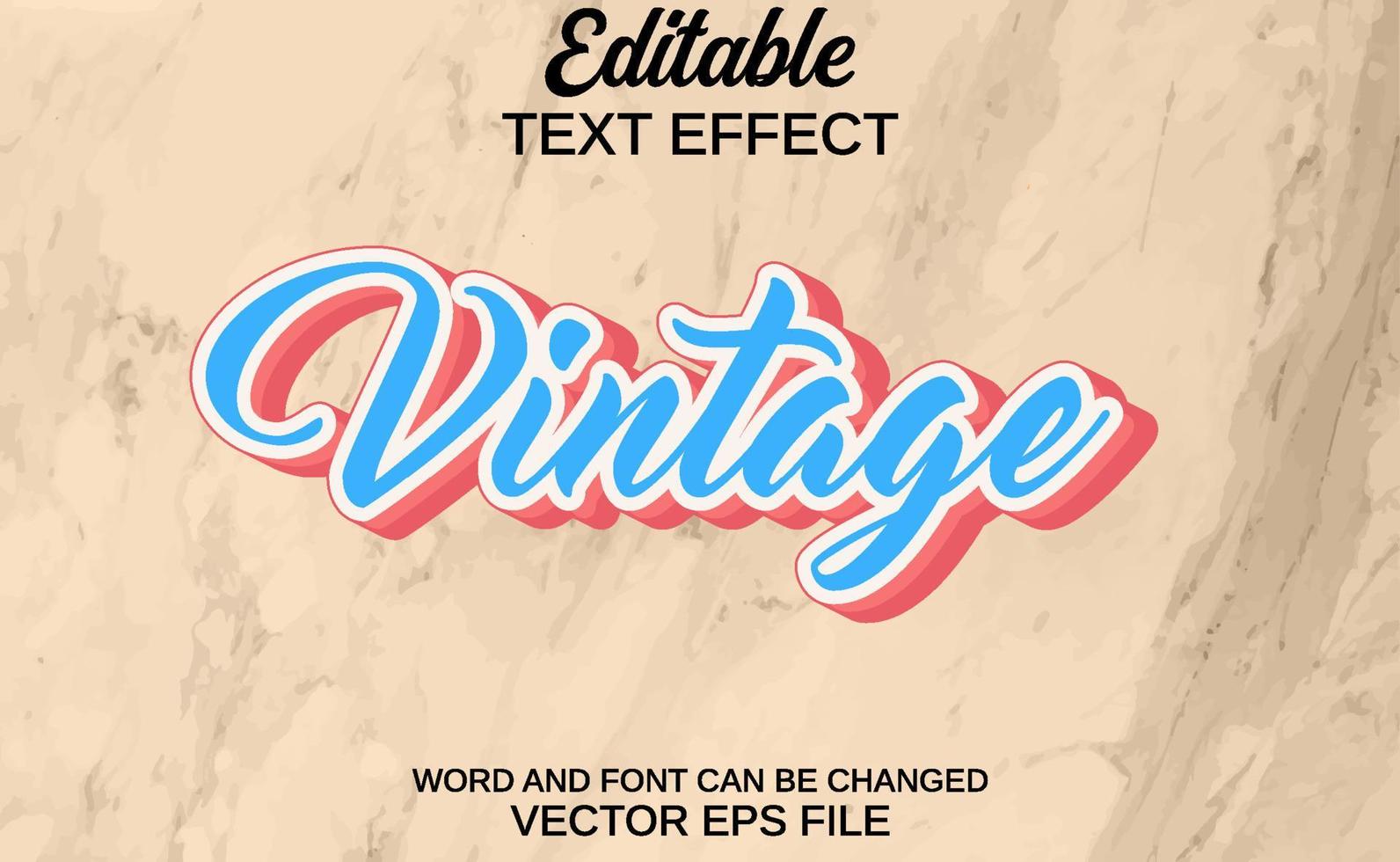 editable text effect vintage vector