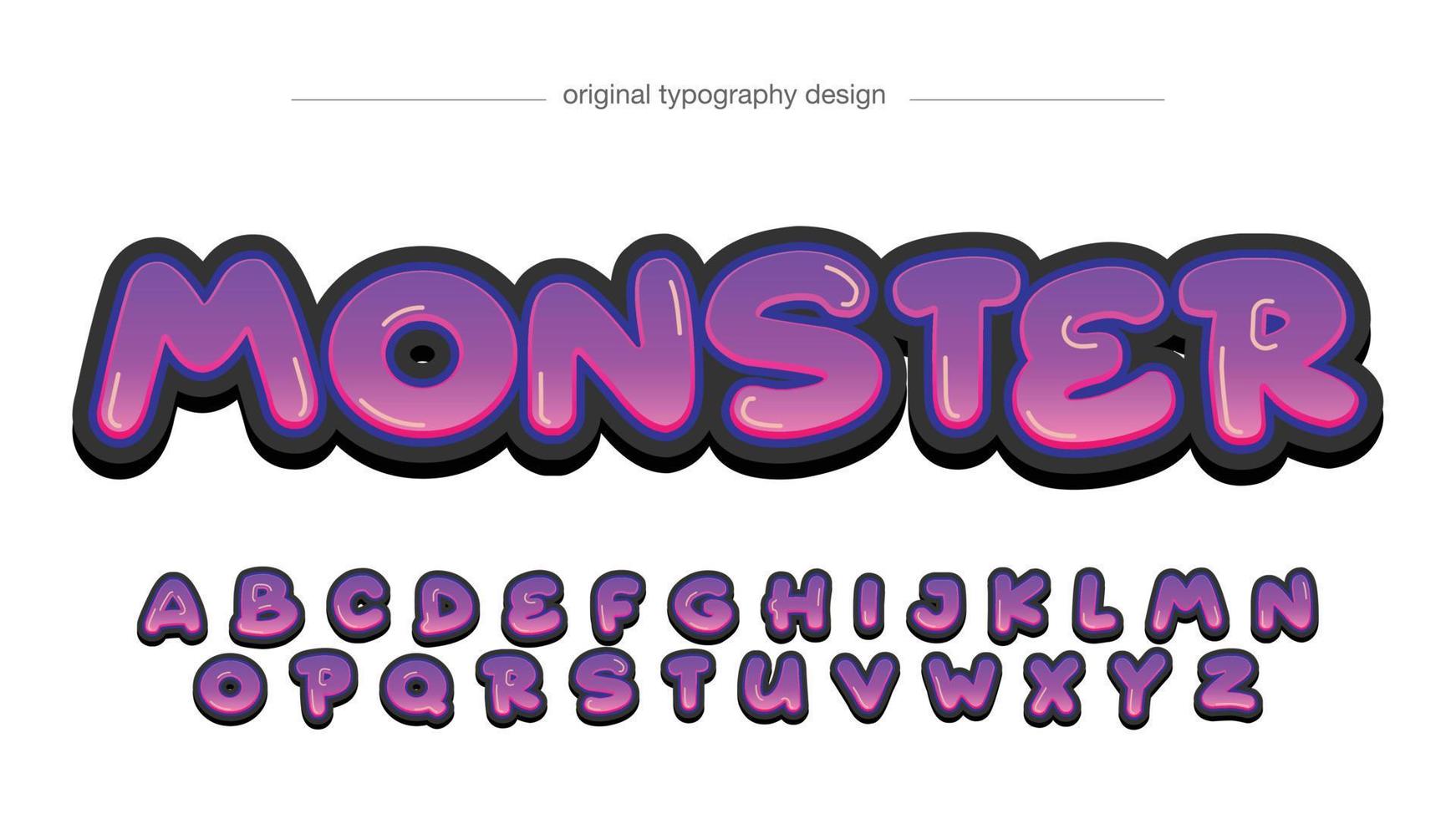 Purple bubble rounded cartoon typography vector