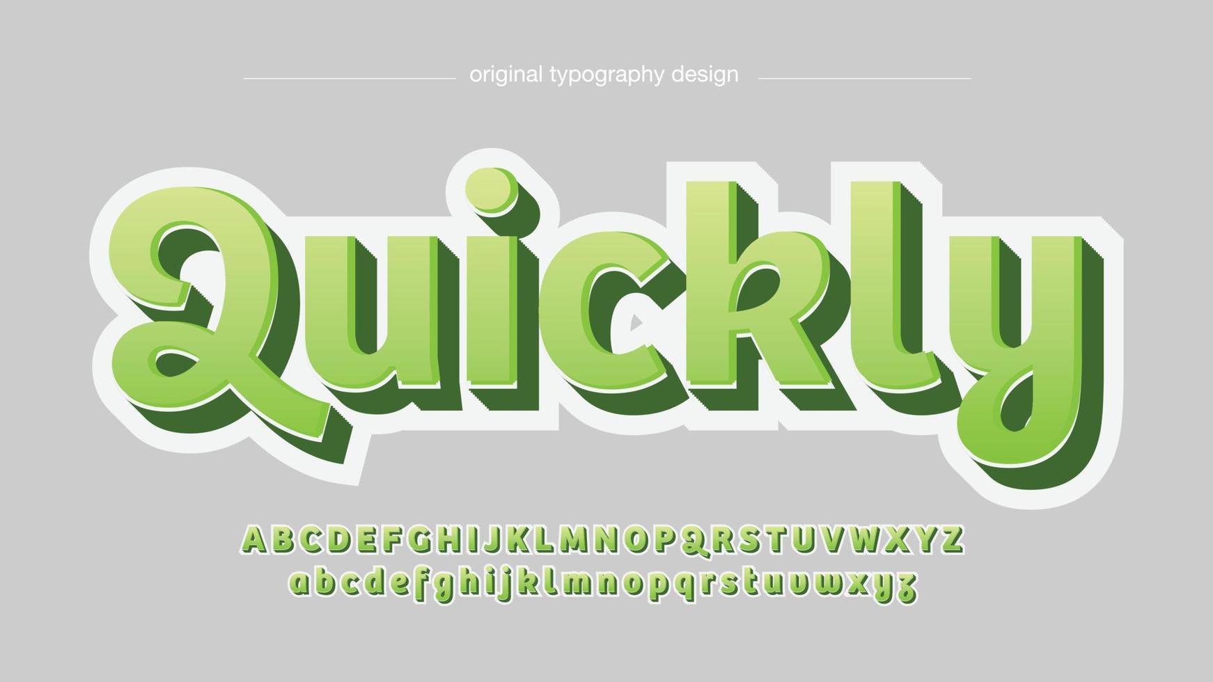 3d green cartoon display typography vector