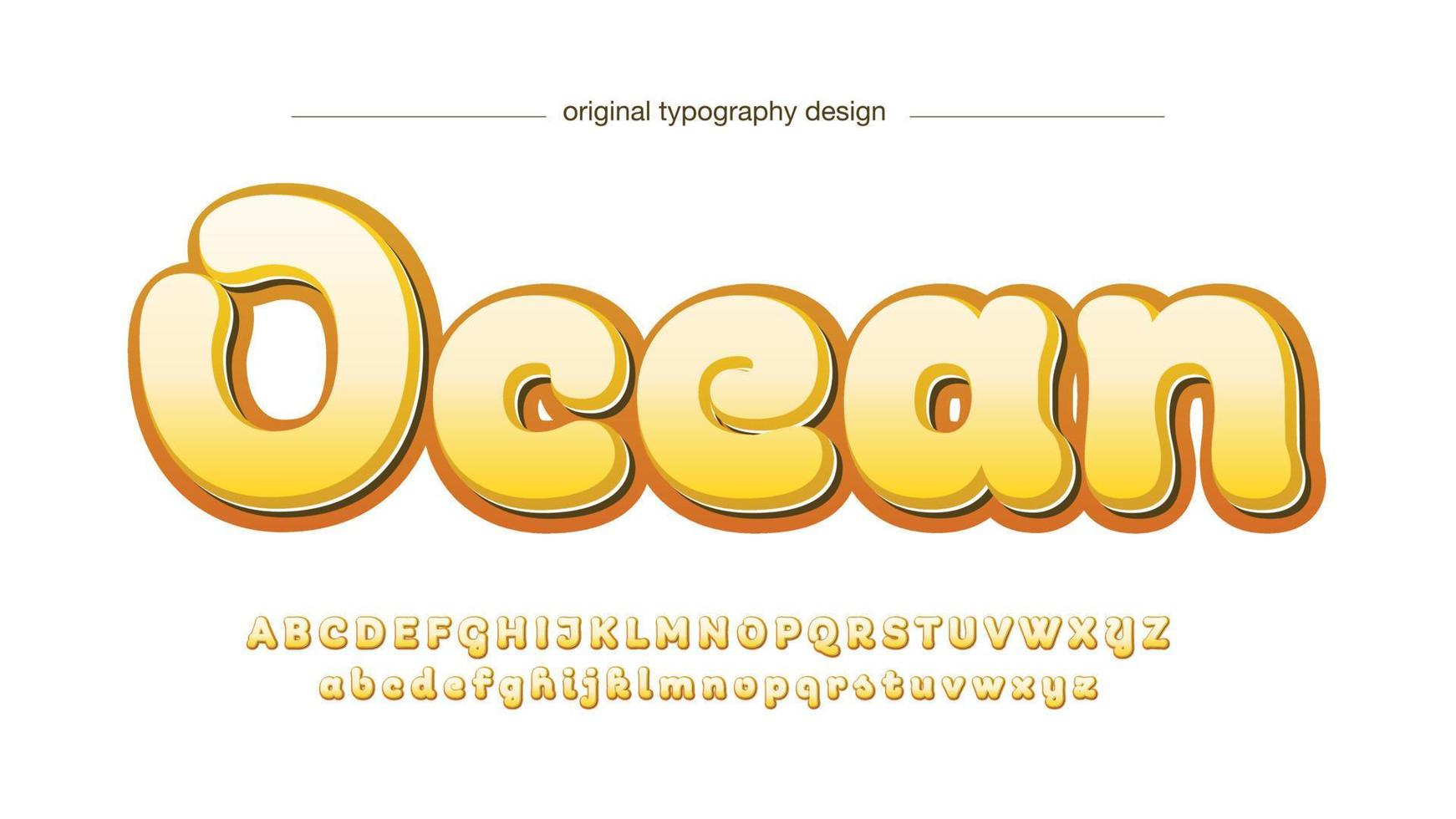 cute rounded yellow cartoon typography vector