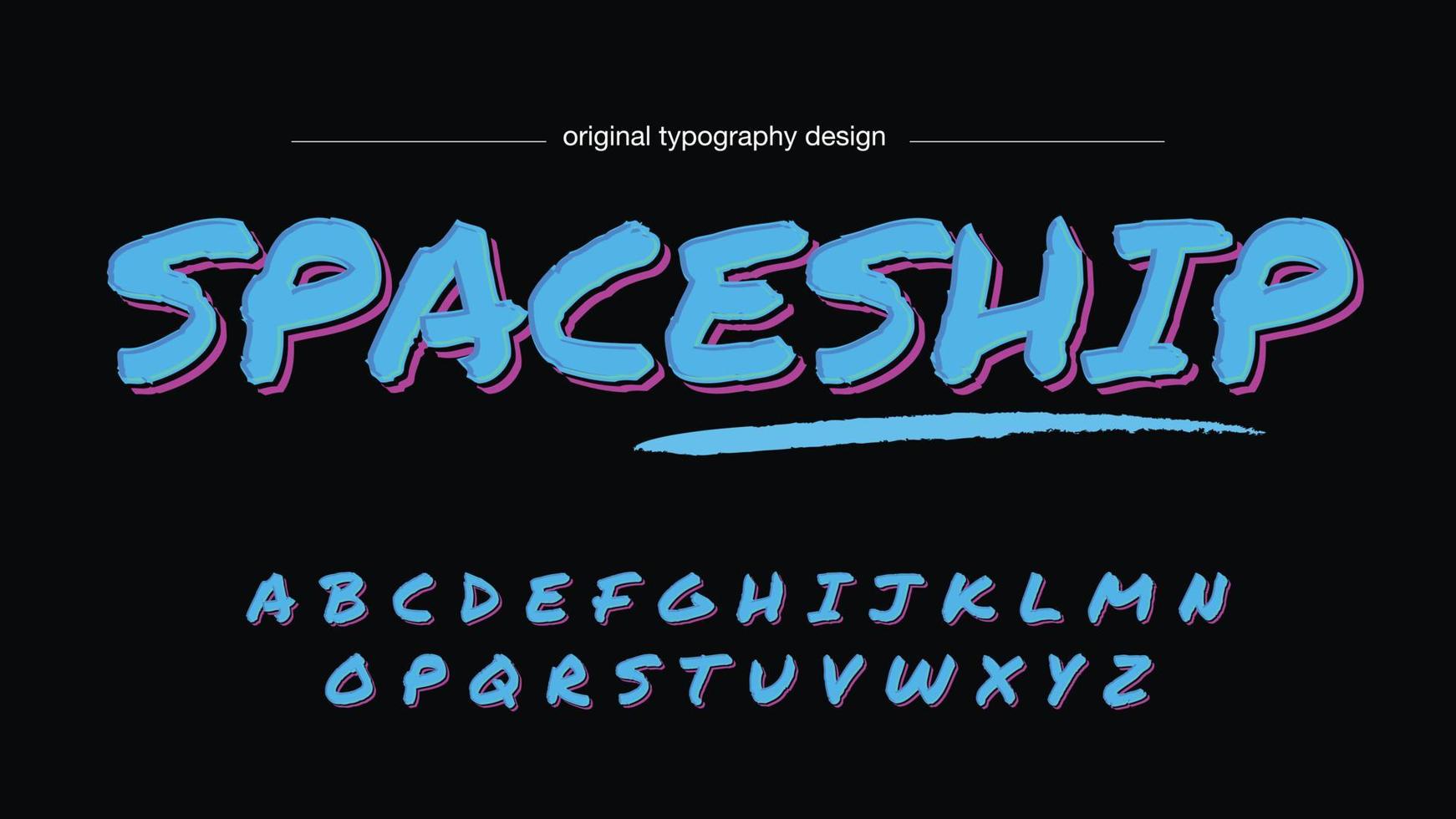 blue and pink brush stroke graffiti typography vector