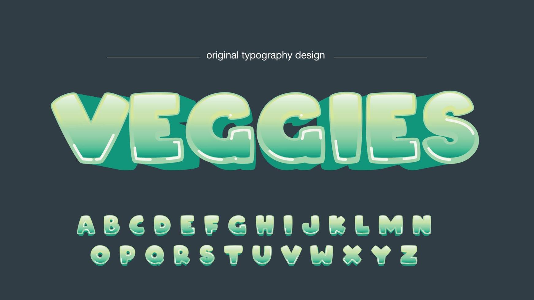 tipografía de dibujos animados redondeada verde perspectiva 3d vector
