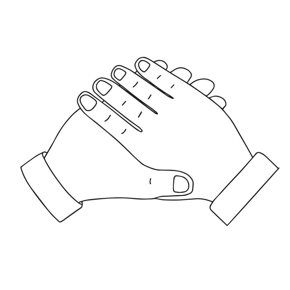 Hand drawn sketch illustration of a handshake, partnership concept with single line. vector