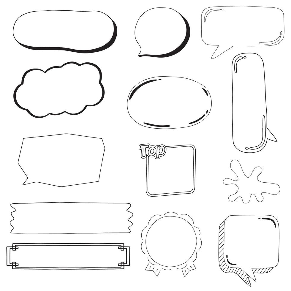 Stickers of speech bubbles vector set, hand drawn