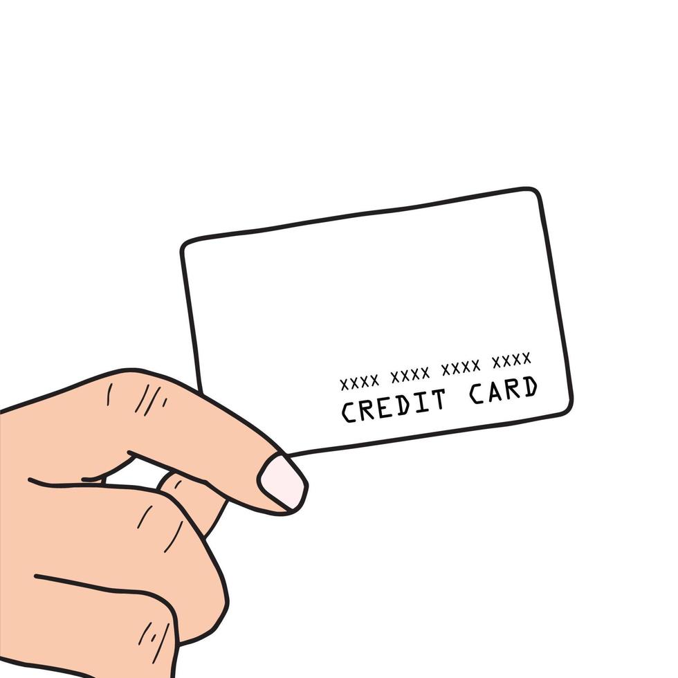 00068 hand holding credit card on white background vector