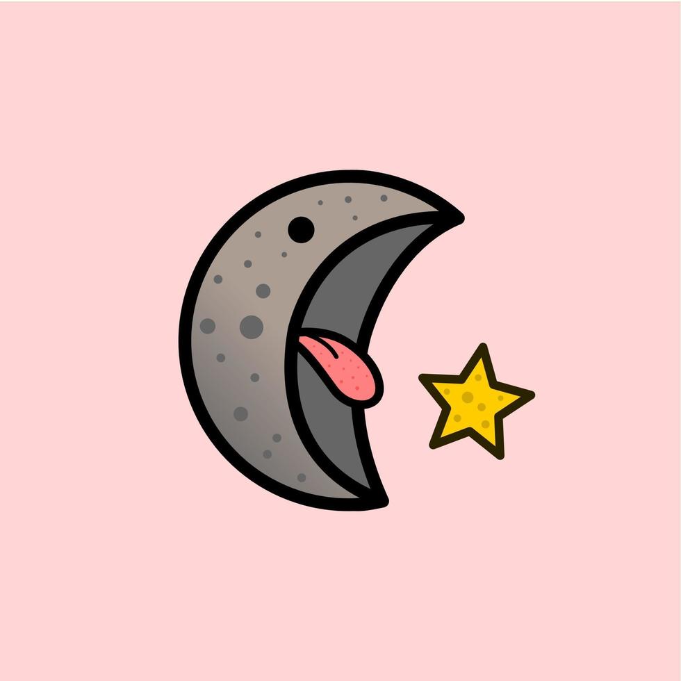 moon eat star illustration vector design