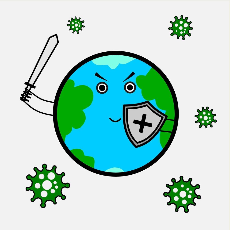 ilustración del virus de la corona del ataque a la tierra vector
