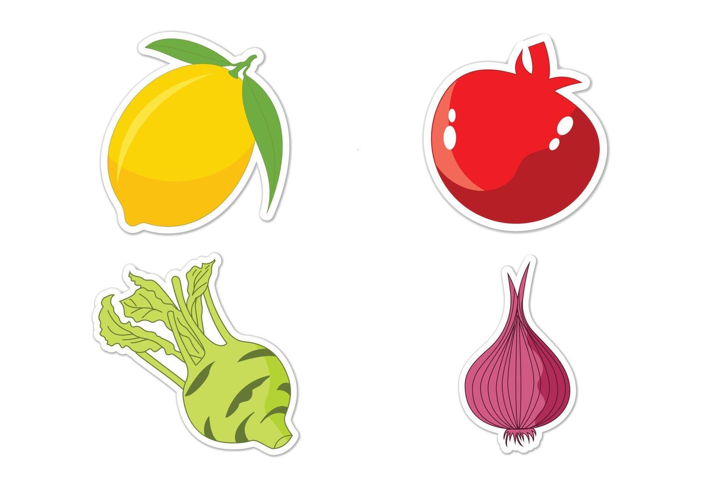 conjunto de pegatinas de diferentes verduras, ilustración vectorial plana vector