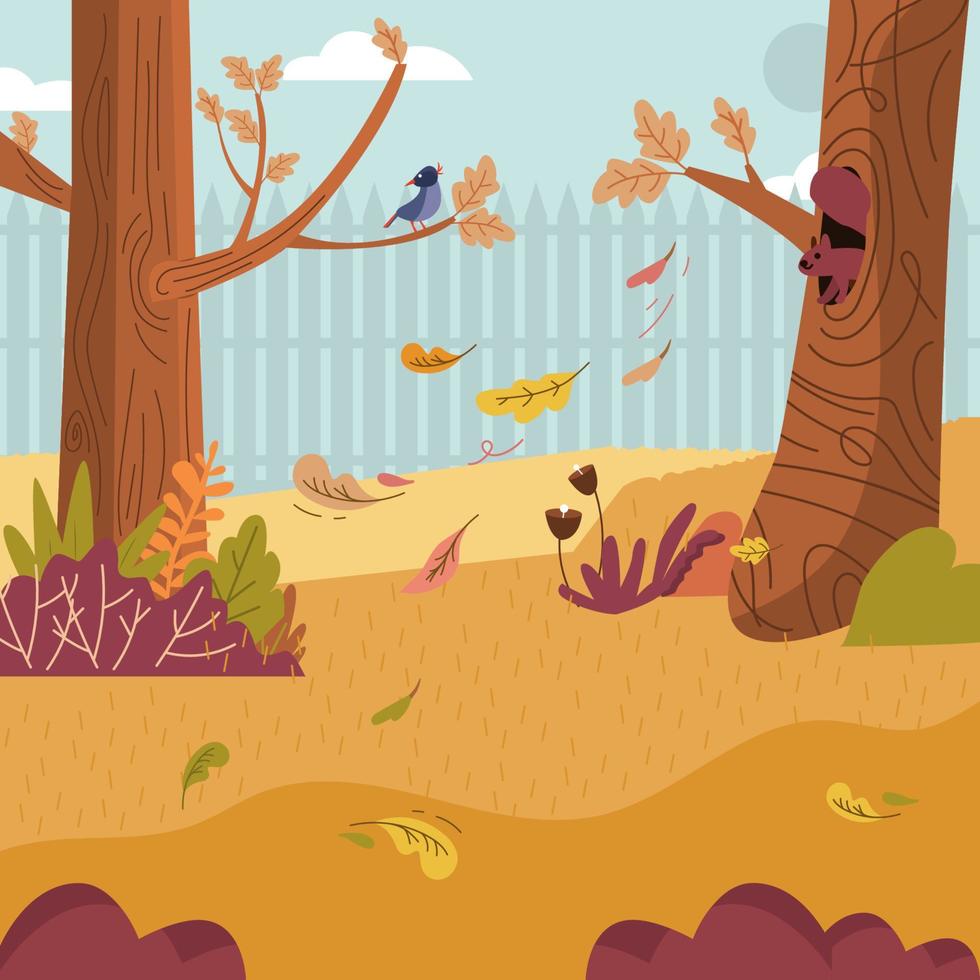 Fallen Leaves In The Park Concept vector