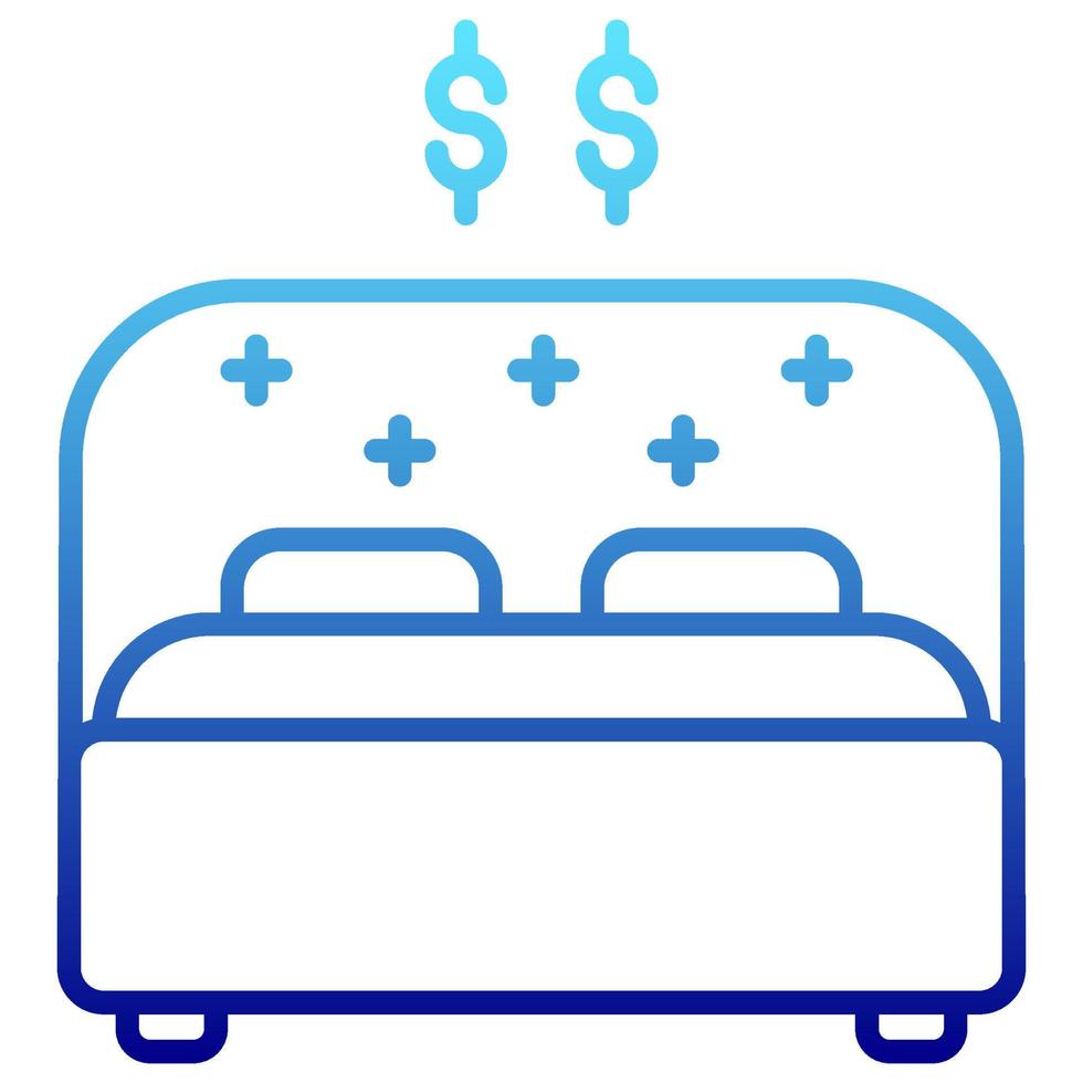 double bed icon with transparent background vector