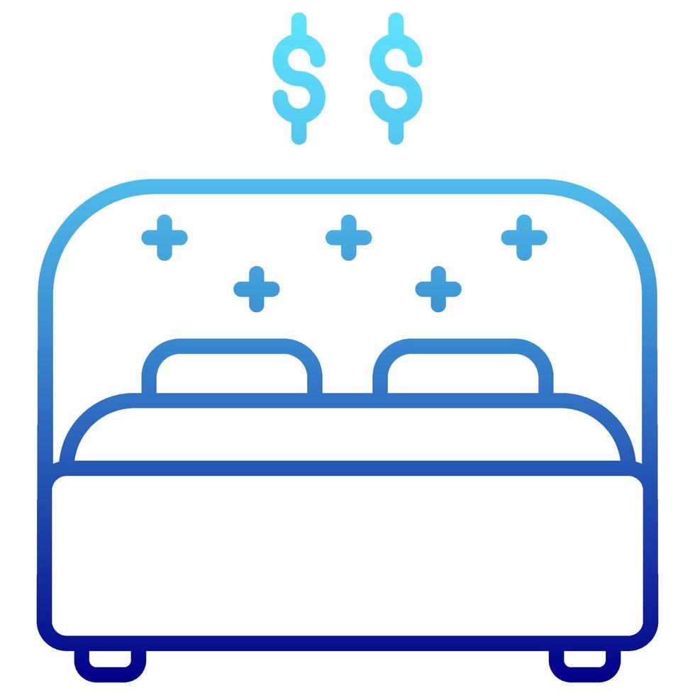 double bed icon with transparent background vector
