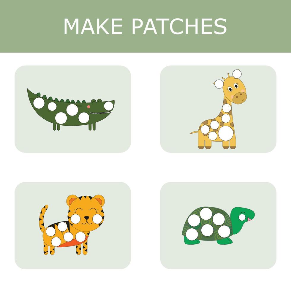 Make a patch out of paper or plasticine, a game for children, the development of fine motor skills. Worksheet for printing. Educational game for children. vector
