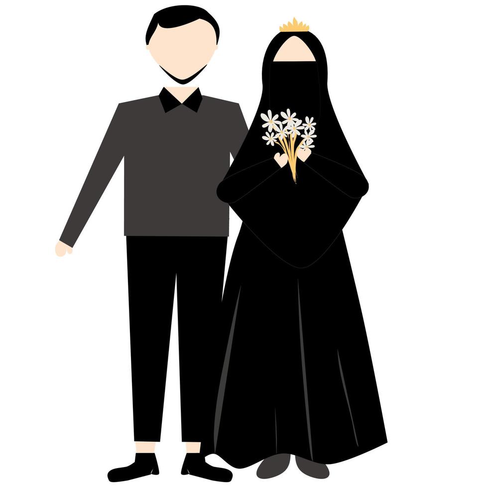 gráfico de ilustración de boda de pareja musulmana vector