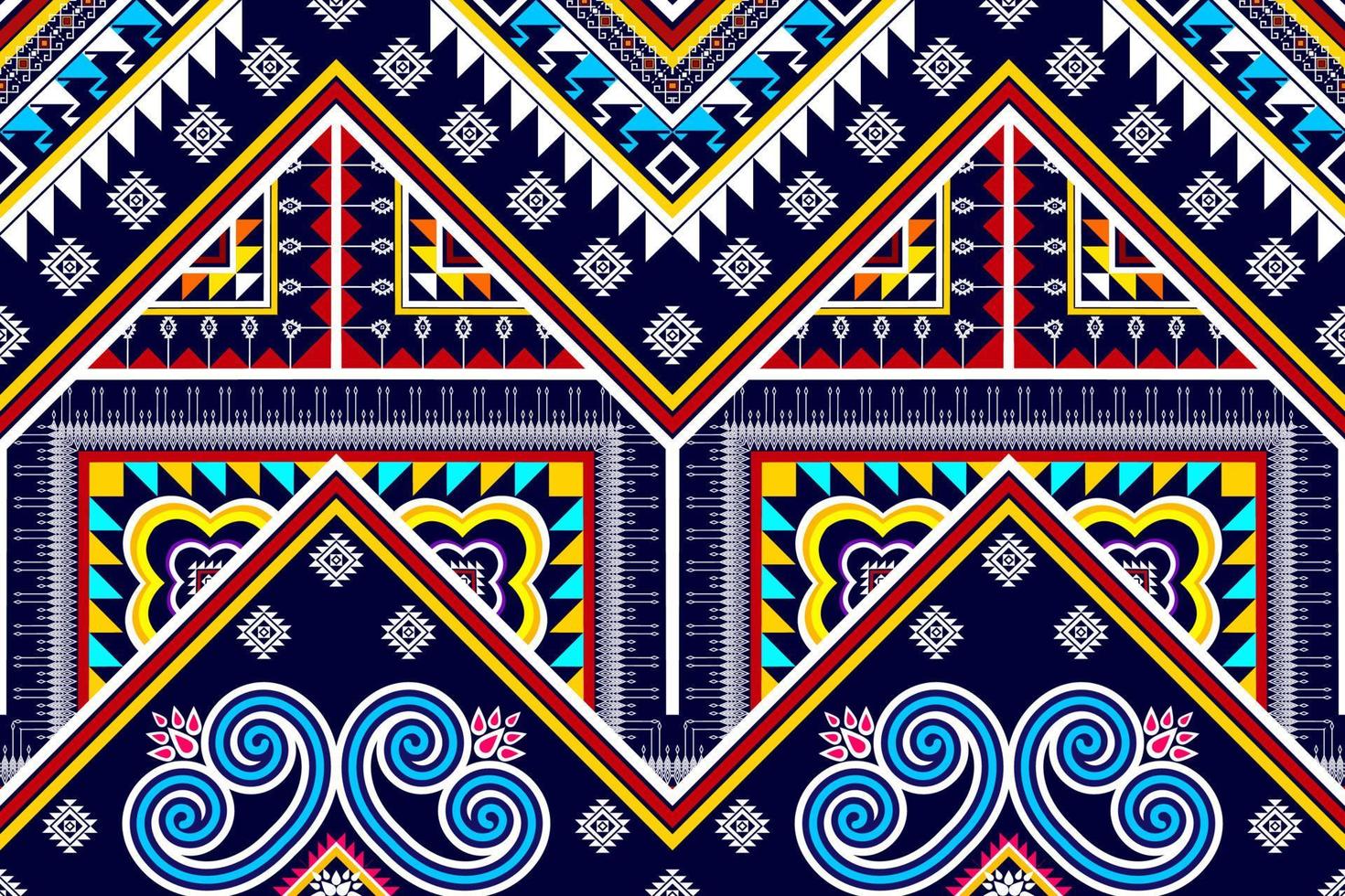 diseño de patrones sin fisuras étnicos ikat. alfombra de tela azteca adornos de mandala decoraciones textiles papel tapiz. fondo de vector de bordado tradicional de pavo étnico nativo boho tribal