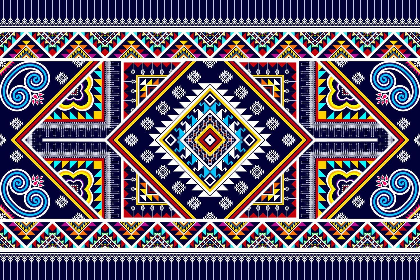 diseño de patrones sin fisuras étnicos ikat. alfombra de tela azteca adornos de mandala decoraciones textiles papel tapiz. fondo de vector de bordado tradicional de pavo étnico nativo boho tribal