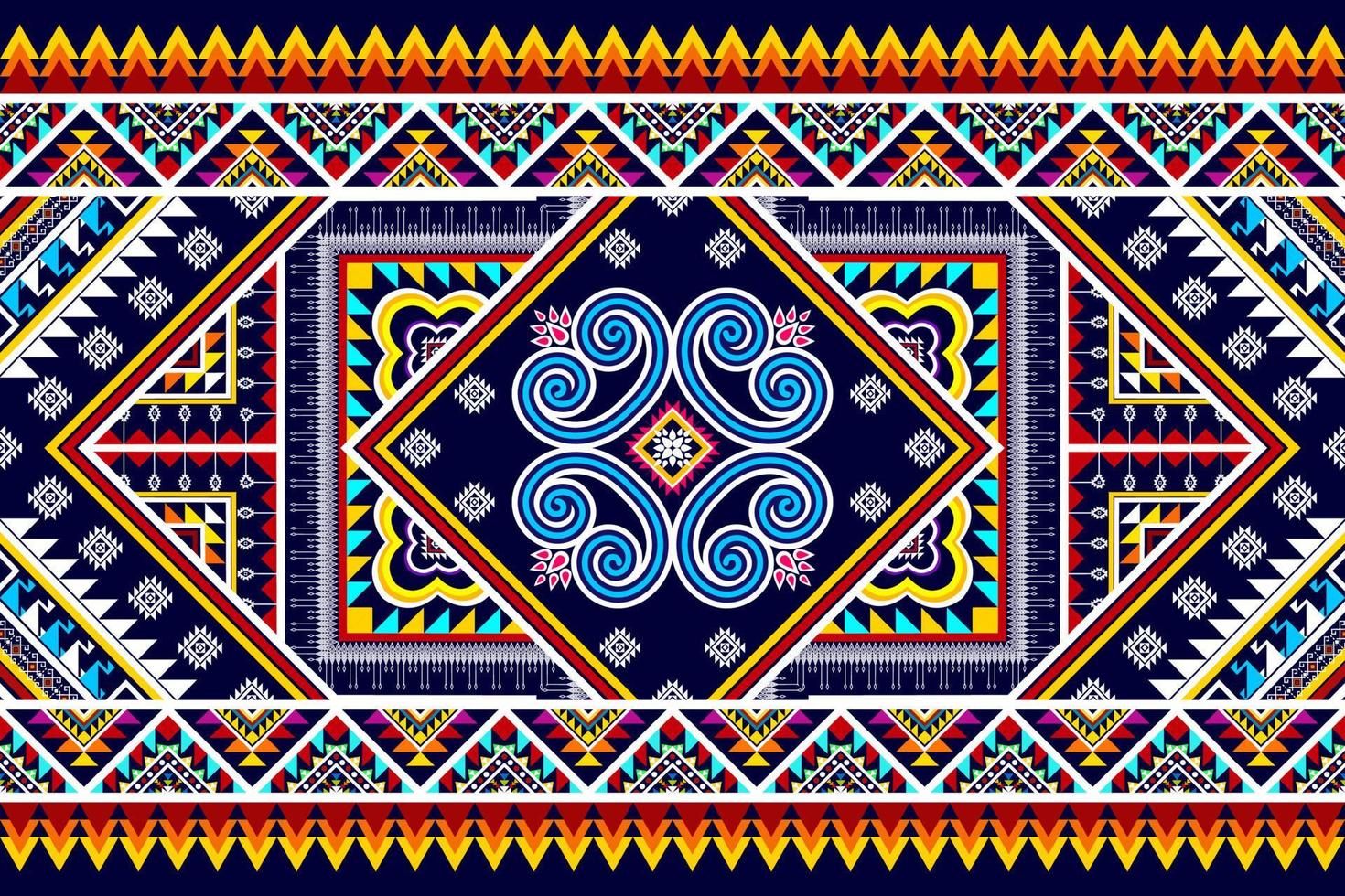 diseño de patrones sin fisuras étnicos ikat. alfombra de tela azteca adornos de mandala decoraciones textiles papel tapiz. fondo de vector de bordado tradicional de pavo étnico nativo boho tribal